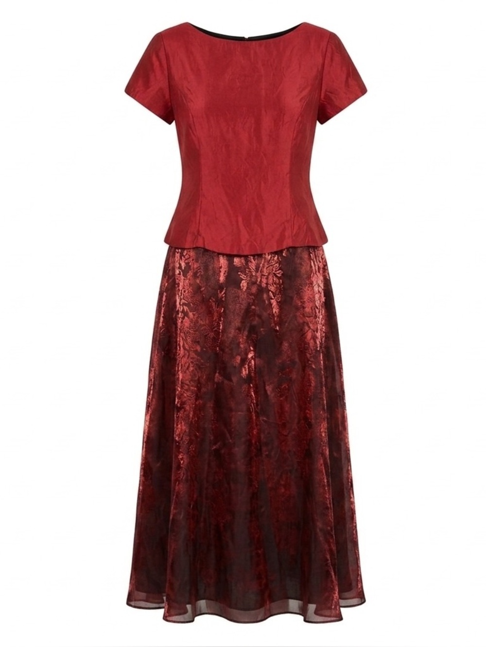 Coty Burgundy Formal A-Line skirt & Top set USA vintage L